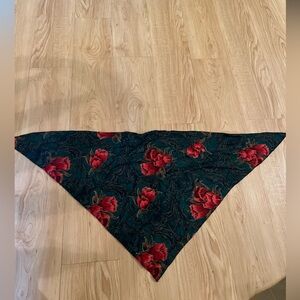 Floral Bandana with Red and Green Design